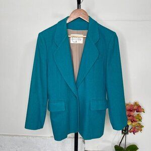 Vintage Cochinchine Womens Blue Wool Notch Lapel Single button Blazer Size M